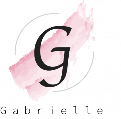 A big ‘’G’’ letter is written for Gabrielle on a gray and pink colored background.