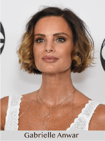 A photo of the actress Gabrielle Anwar attending some event.